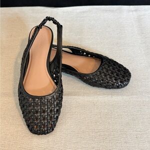 Women's Black Woven Slingback Flats